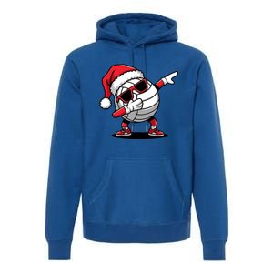 Funny Volleyball Ball Santa Hat Dabbing Xmas Pajamas Premium Hoodie