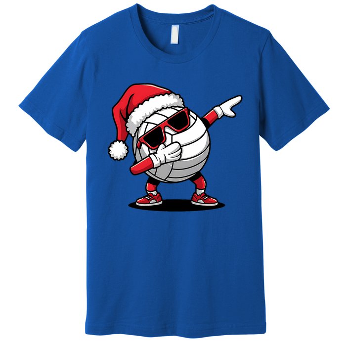 Funny Volleyball Ball Santa Hat Dabbing Xmas Pajamas Premium T-Shirt