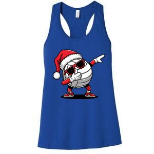 Funny Volleyball Ball Santa Hat Dabbing Xmas Pajamas Women's Racerback Tank