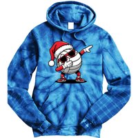 Funny Volleyball Ball Santa Hat Dabbing Xmas Pajamas Tie Dye Hoodie