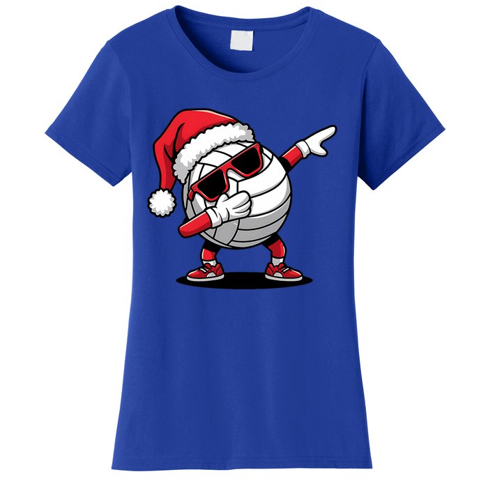 Funny Volleyball Ball Santa Hat Dabbing Xmas Pajamas Women's T-Shirt