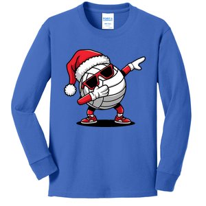 Funny Volleyball Ball Santa Hat Dabbing Xmas Pajamas Kids Long Sleeve Shirt