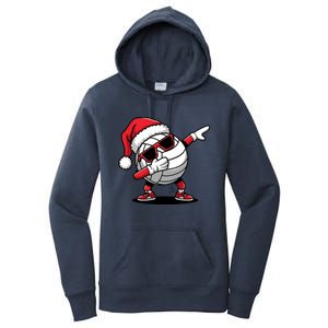 Funny Volleyball Ball Santa Hat Dabbing Xmas Pajamas Women's Pullover Hoodie