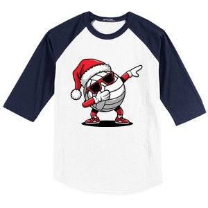 Funny Volleyball Ball Santa Hat Dabbing Xmas Pajamas Baseball Sleeve Shirt