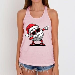 Funny Volleyball Ball Santa Hat Dabbing Xmas Pajamas Women's Knotted Racerback Tank