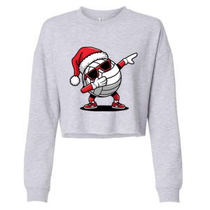 Funny Volleyball Ball Santa Hat Dabbing Xmas Pajamas Cropped Pullover Crew