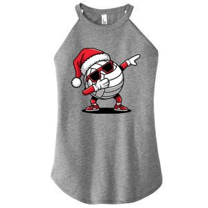 Funny Volleyball Ball Santa Hat Dabbing Xmas Pajamas Women's Perfect Tri Rocker Tank