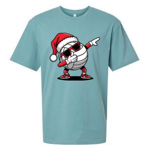 Funny Volleyball Ball Santa Hat Dabbing Xmas Pajamas Sueded Cloud Jersey T-Shirt