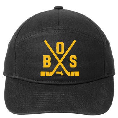 Funny Vintage Boston Hockey Sticks State Outline 7-Panel Snapback Hat