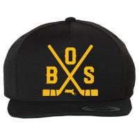 Funny Vintage Boston Hockey Sticks State Outline Wool Snapback Cap