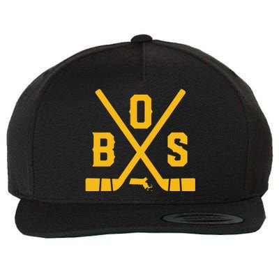 Funny Vintage Boston Hockey Sticks State Outline Wool Snapback Cap