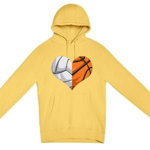 Funny Volleyball Basketball Heart Mom Dad Mama Mothers Day Cool Gift Premium Pullover Hoodie