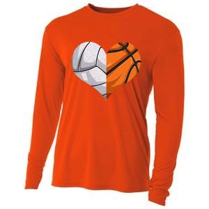 Funny Volleyball Basketball Heart Mom Dad Mama Mothers Day Cool Gift Cooling Performance Long Sleeve Crew