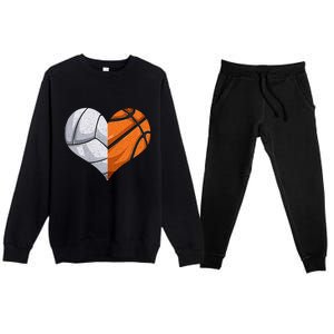 Funny Volleyball Basketball Heart Mom Dad Mama Mothers Day Cool Gift Premium Crewneck Sweatsuit Set