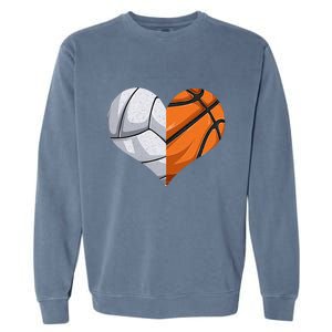 Funny Volleyball Basketball Heart Mom Dad Mama Mothers Day Cool Gift Garment-Dyed Sweatshirt