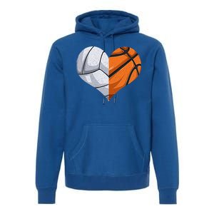 Funny Volleyball Basketball Heart Mom Dad Mama Mothers Day Cool Gift Premium Hoodie