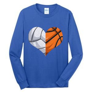 Funny Volleyball Basketball Heart Mom Dad Mama Mothers Day Cool Gift Tall Long Sleeve T-Shirt