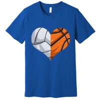 Funny Volleyball Basketball Heart Mom Dad Mama Mothers Day Cool Gift Premium T-Shirt