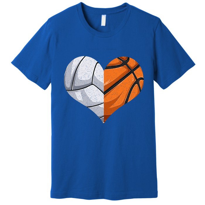 Funny Volleyball Basketball Heart Mom Dad Mama Mothers Day Cool Gift Premium T-Shirt