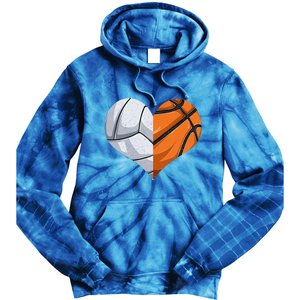 Funny Volleyball Basketball Heart Mom Dad Mama Mothers Day Cool Gift Tie Dye Hoodie