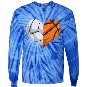 Funny Volleyball Basketball Heart Mom Dad Mama Mothers Day Cool Gift Tie-Dye Long Sleeve Shirt