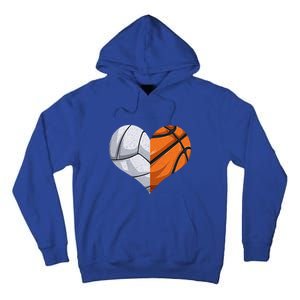 Funny Volleyball Basketball Heart Mom Dad Mama Mothers Day Cool Gift Tall Hoodie