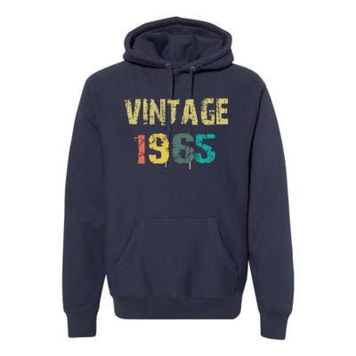 Funny Vintage Born In 1965 Retro 54th Birthday Gifts Premium Hoodie