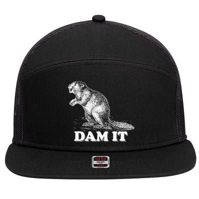 Funny Vintage Beaver Dam It 7 Panel Mesh Trucker Snapback Hat