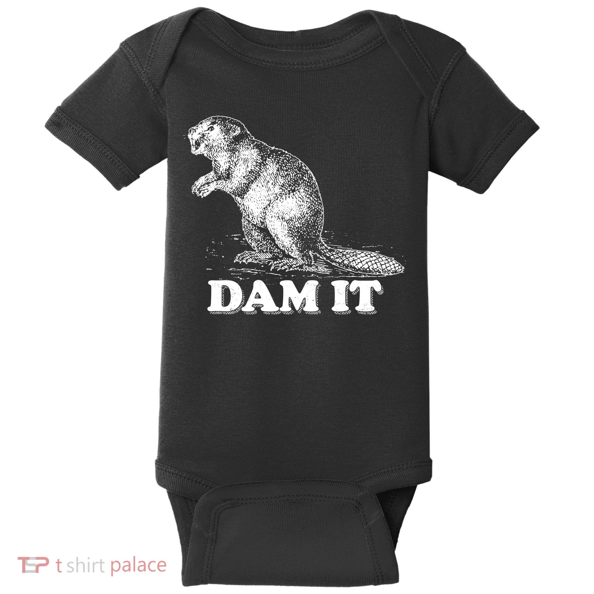 Funny Vintage Beaver Dam It Baby Bodysuit