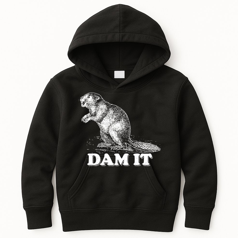 Funny Vintage Beaver Dam It Kids Hoodie