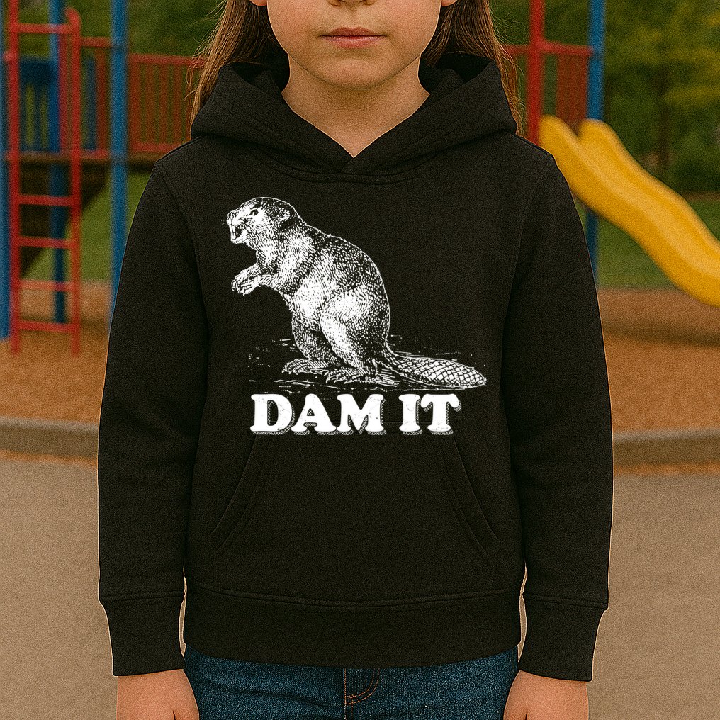 Funny Vintage Beaver Dam It Kids Hoodie