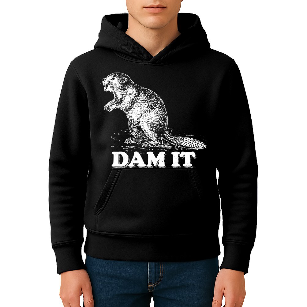 Funny Vintage Beaver Dam It Kids Hoodie