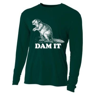 Funny Vintage Beaver Dam It Cooling Performance Long Sleeve Crew