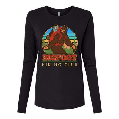 Funny Vintage Bigfoot Hiking Club Womens Cotton Relaxed Long Sleeve T-Shirt