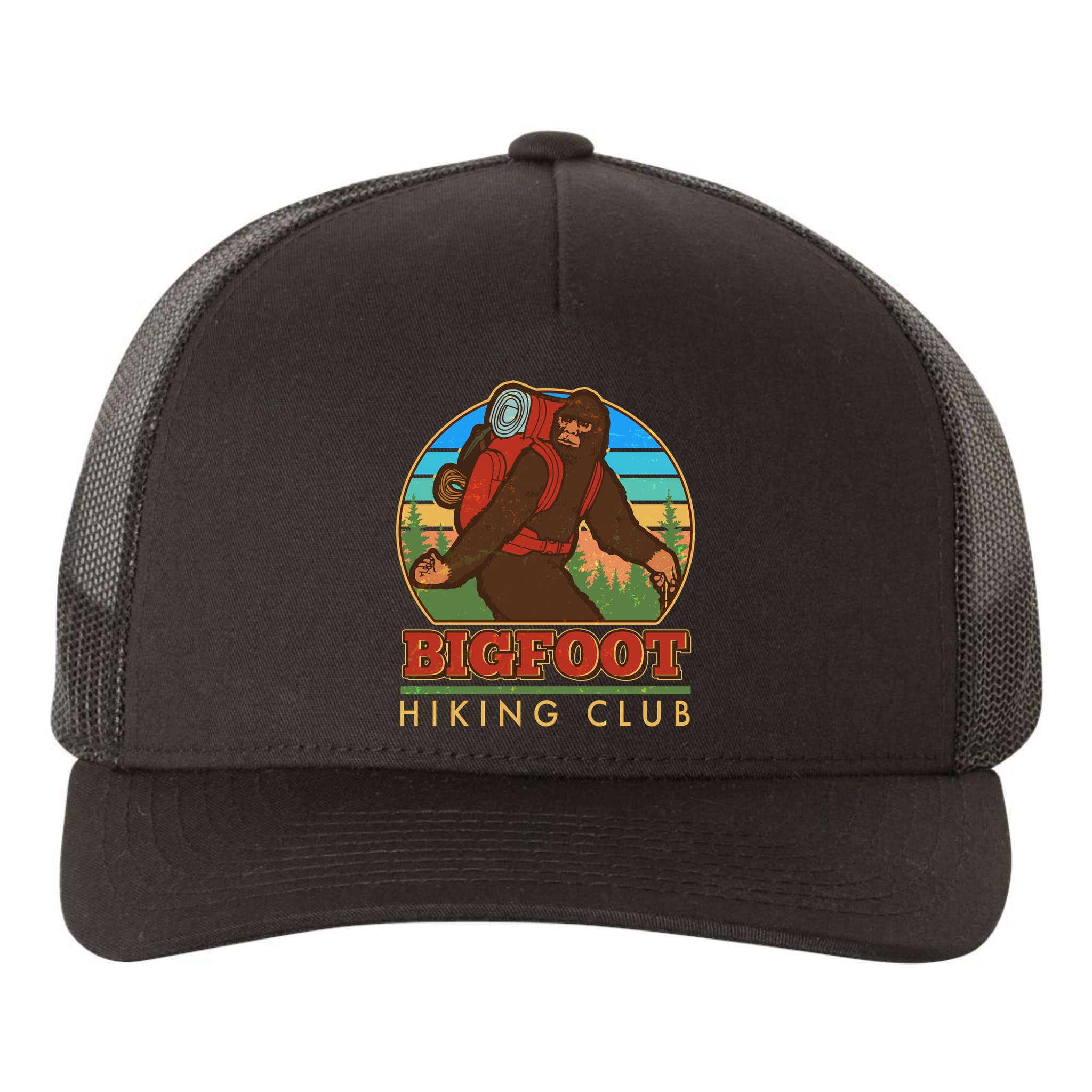 Funny Vintage Bigfoot Hiking Club Yupoong Adult 5-Panel Trucker Hat