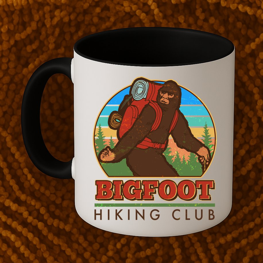 Funny Vintage Bigfoot Hiking Club Mug