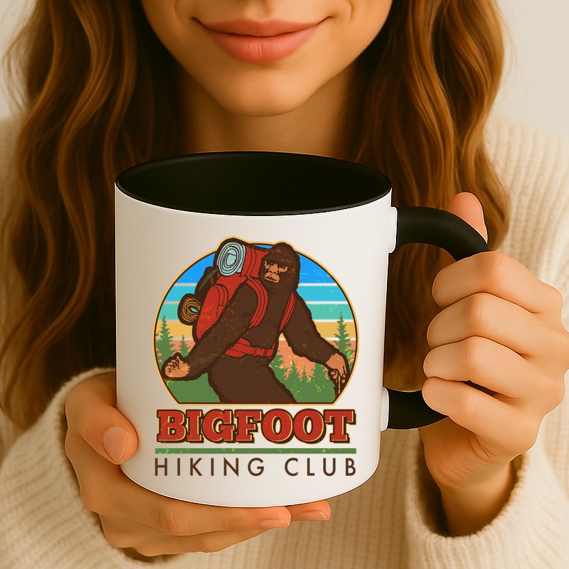 Funny Vintage Bigfoot Hiking Club Mug