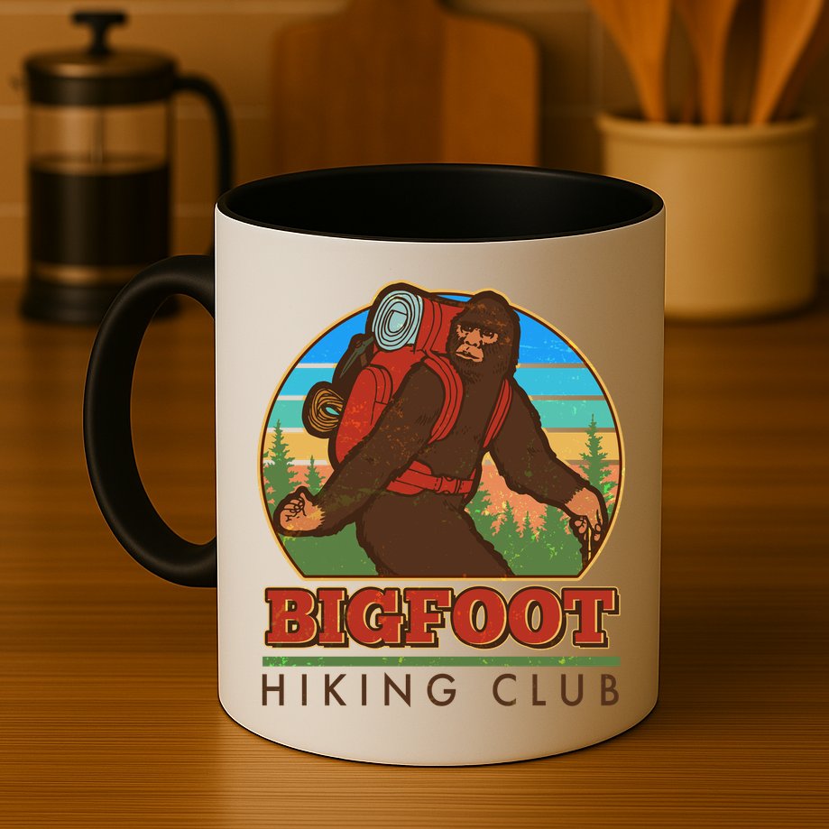 Funny Vintage Bigfoot Hiking Club Mug
