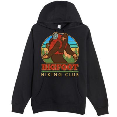 Funny Vintage Bigfoot Hiking Club Premium Pullover Hoodie