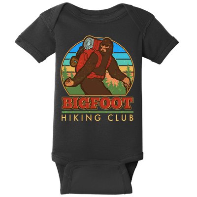 Funny Vintage Bigfoot Hiking Club Baby Bodysuit