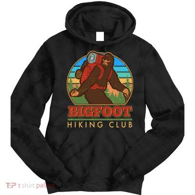 Funny Vintage Bigfoot Hiking Club Tie Dye Hoodie