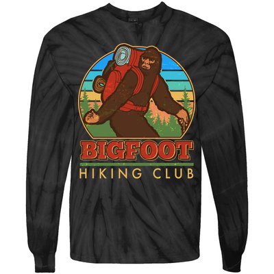 Funny Vintage Bigfoot Hiking Club Tie-Dye Long Sleeve Shirt
