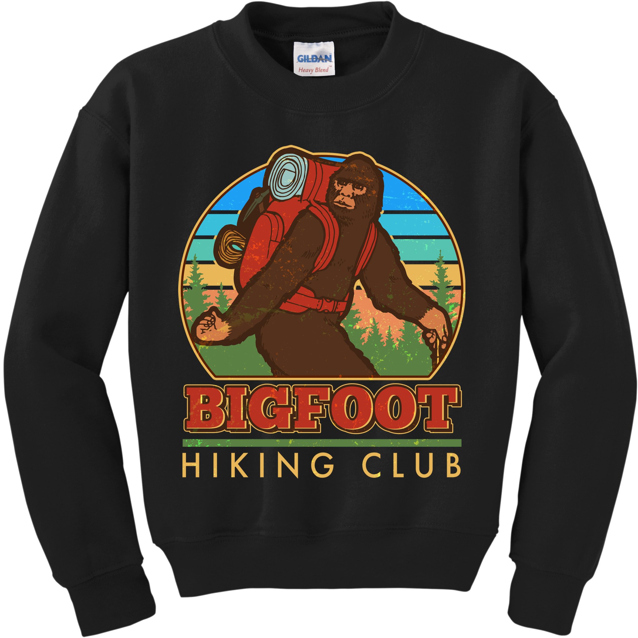 Funny Vintage Bigfoot Hiking Club Kids Sweatshirt