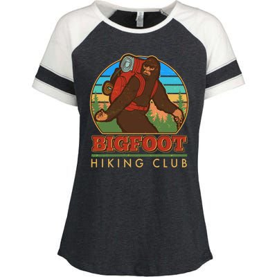 Funny Vintage Bigfoot Hiking Club Enza Ladies Jersey Colorblock Tee