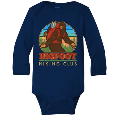 Funny Vintage Bigfoot Hiking Club Baby Long Sleeve Bodysuit