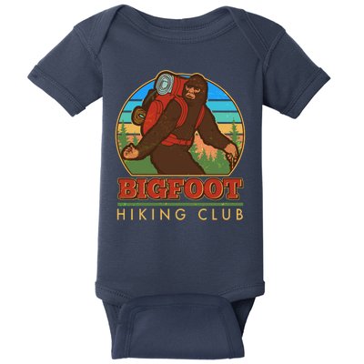 Funny Vintage Bigfoot Hiking Club Baby Bodysuit