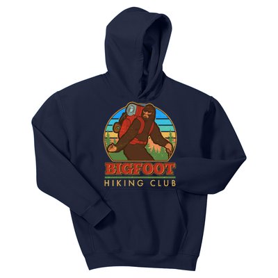 Funny Vintage Bigfoot Hiking Club Kids Hoodie