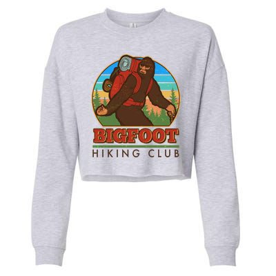 Funny Vintage Bigfoot Hiking Club Cropped Pullover Crew