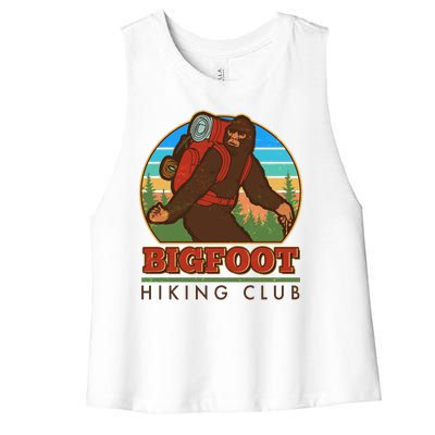 Funny Vintage Bigfoot Hiking Club Women's Racerback Cropped Tank