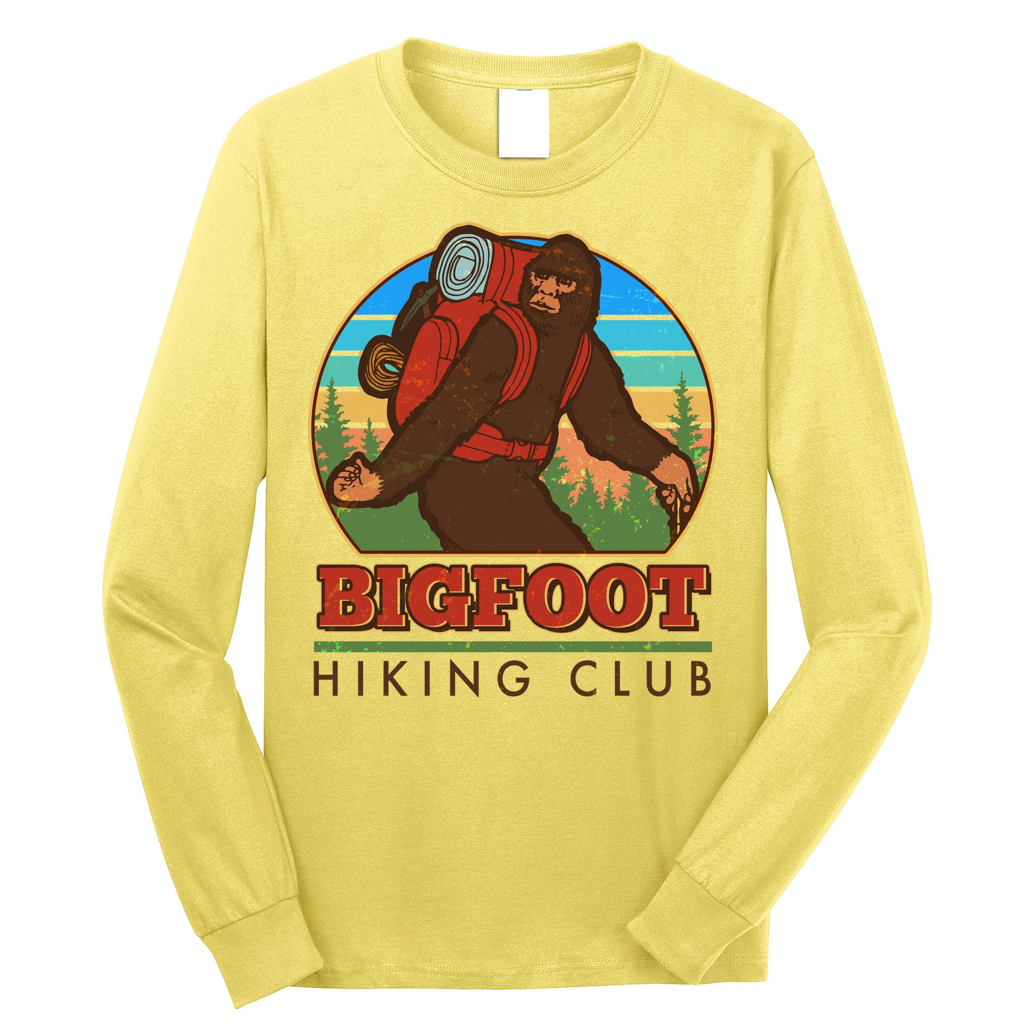 Funny Vintage Bigfoot Hiking Club Long Sleeve Shirt